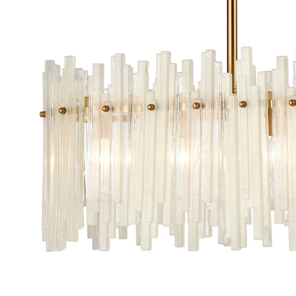 Brinicle Aged Brass and White Six-Light Chandelier, image 3