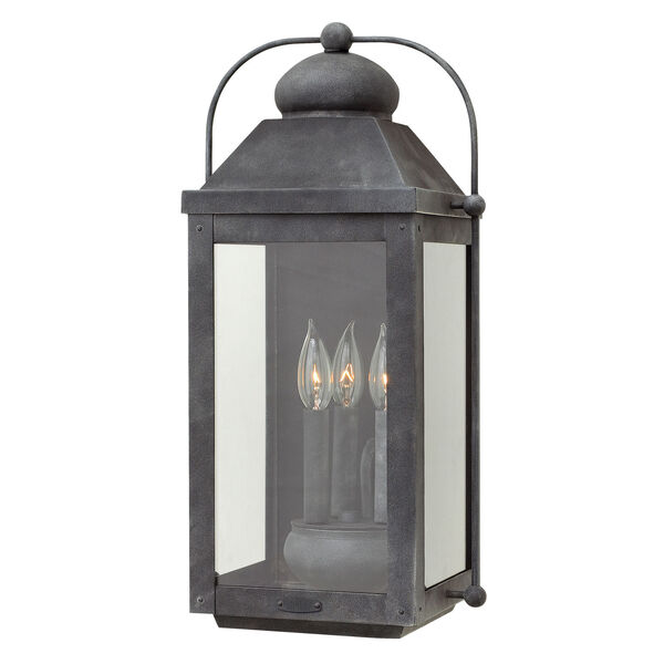 Anchorage Aged Zinc Three-Light Outdoor Wall Sconce, image 1
