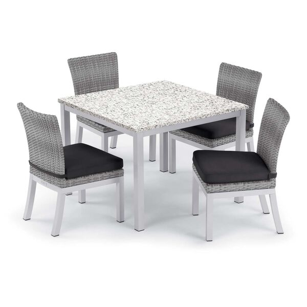 Travira and Argento Ash Jet Black Five-Piece Outdoor Dining Table and Side Chair Set, image 1