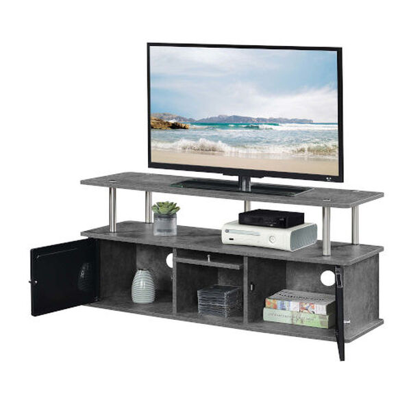 Designs2Go Cement and Black TV Stand with Three Storage Cabinet and Shelf, image 2