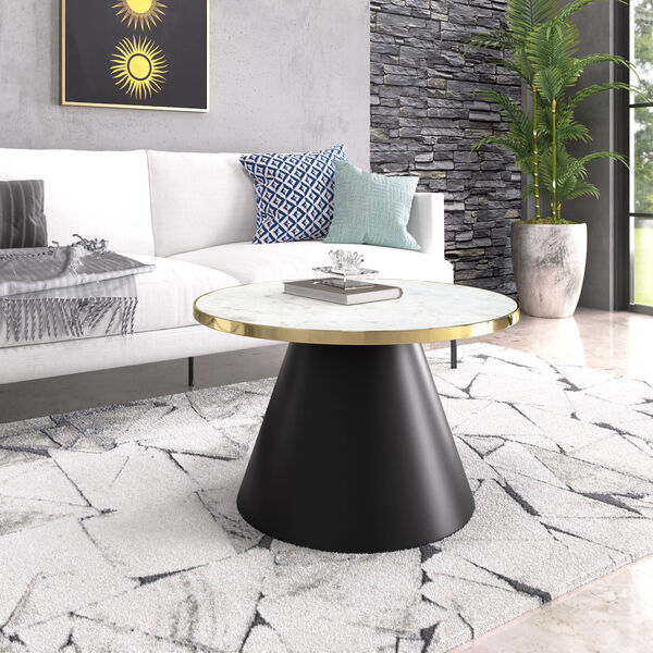 Nuclear Black, Gold and White Marble Coffee Table, image 2