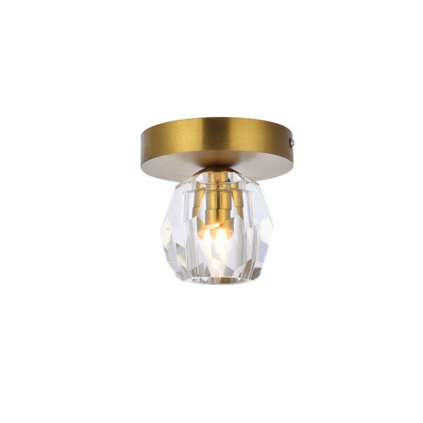 Eren Gold One-Light Flush Mount with Royal Cut Clear Crystal, image 1
