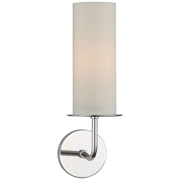 Larabee Single Sconce in Polished Nickel with Cream Linen Shade by kate spade new york, image 1