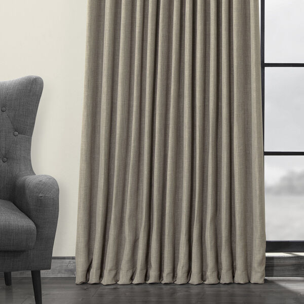 Grey Faux Linen Extra Wide Blackout Curtain Single Panel, image 5