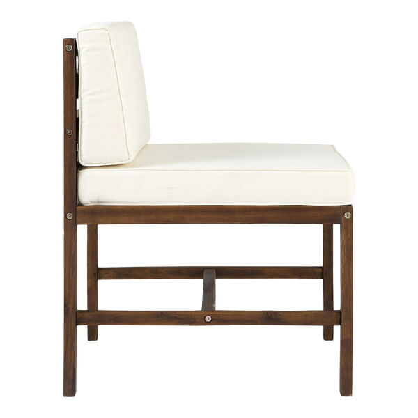 Sanibel Dark Brown and White Outdoor Armless Chair, image 2