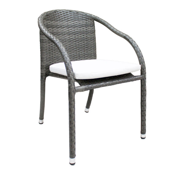 Ultra Cast Silver Stackable Armchair with Cushion, image 1