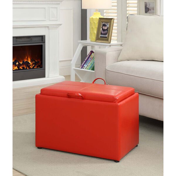 Designs4Comfort Bright Red Accent Storage Ottoman, image 2