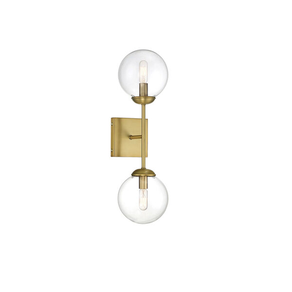 Uptown Natural Brass Two-Light Wall Sconce, image 1
