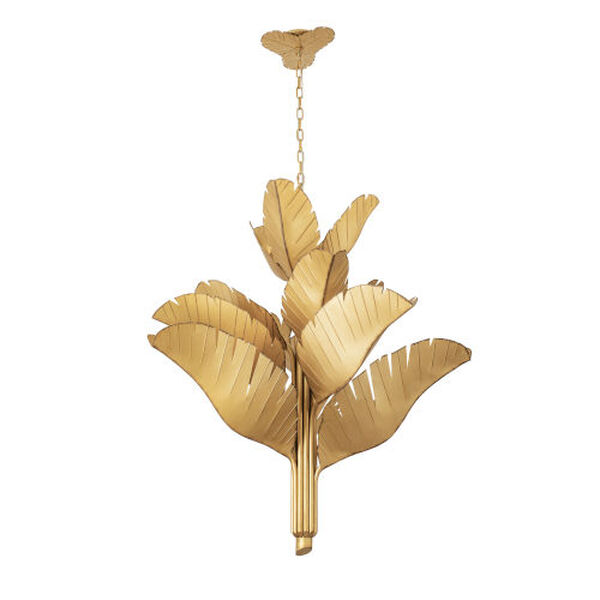 Banana Leaf Gold 12-Light Chandelier, image 2