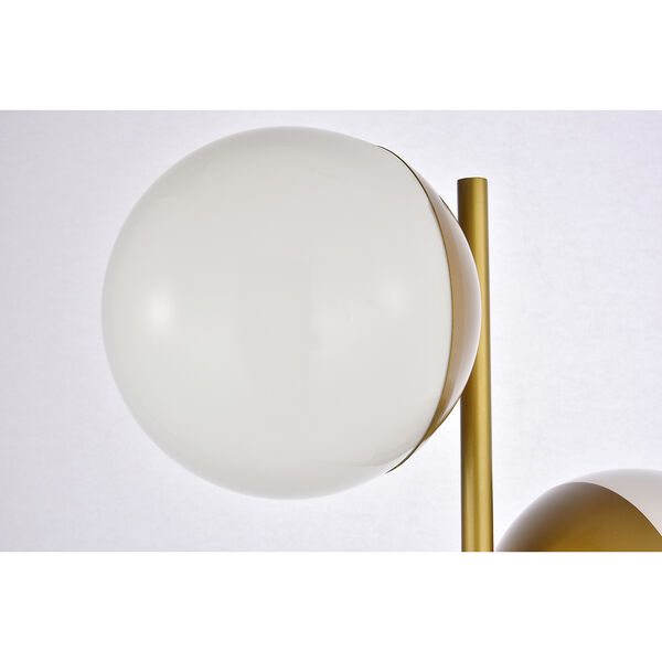 Eclipse Brass and Frosted White Two-Light Floor Lamp, image 4