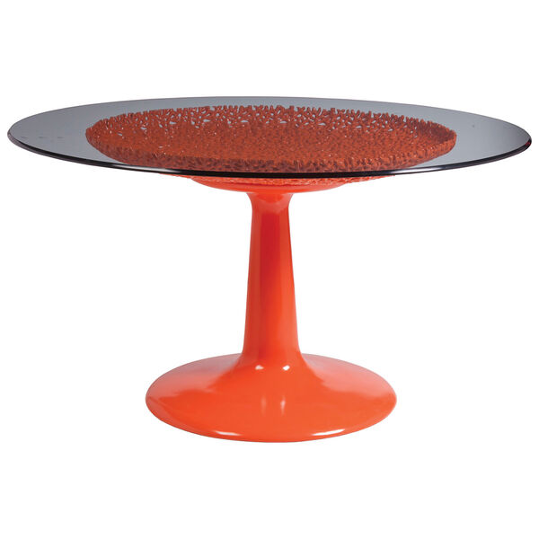 Signature Designs Orange Seascape Orange Dining Table With Glass Top, image 1