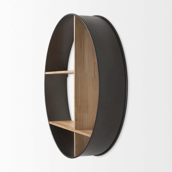 Hector Brown and Black Metal Round Wall Shelf, image 3