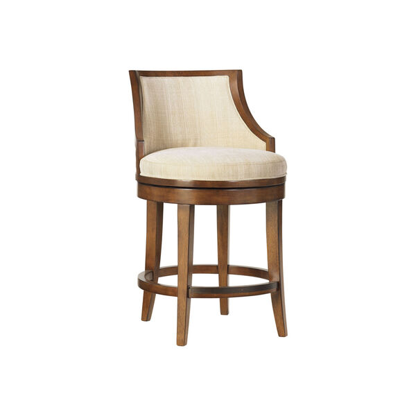 Ocean Club Brown and Ivory Cabana Swivel Counter Stool, image 1
