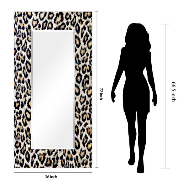 Leopard Black 72 x 36-Inch Rectangular Beveled Floor Mirror, image 4