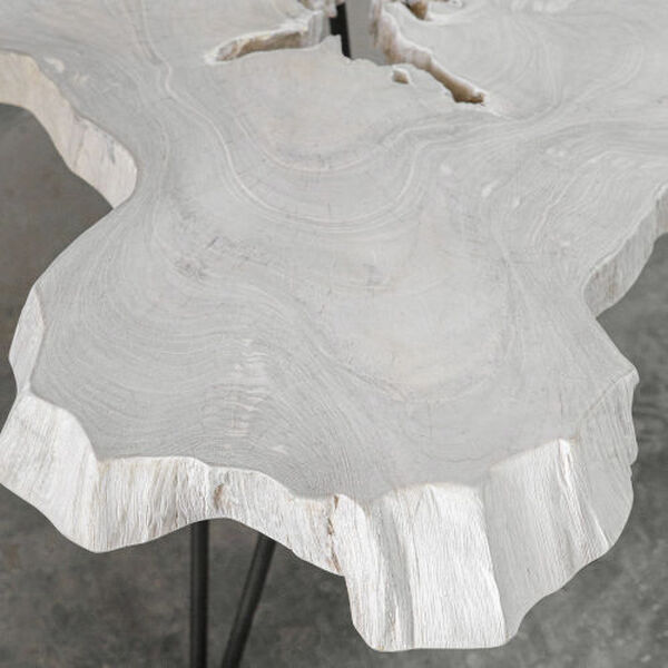 Trillium White and Black Bleached Teak Coffee Table, image 4