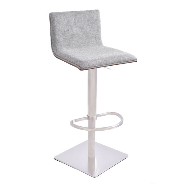 Crystal Gray and Stainless Steel 31-Inch Bar Stool, image 1