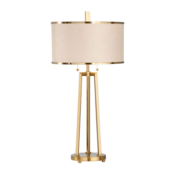 Antique Brass Two-Light Table Lamp, image 1