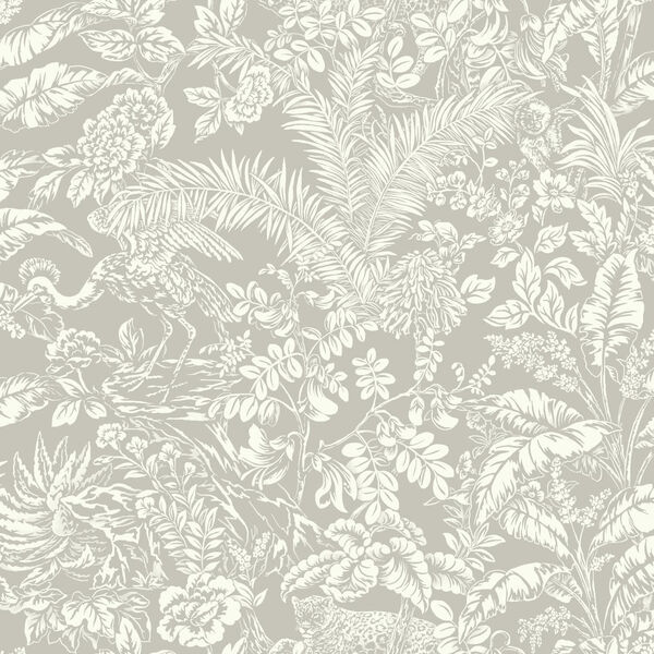 Outdoors In Botanical Sanctuary Grey Wallpaper - SAMPLE SWATCH ONLY, image 1