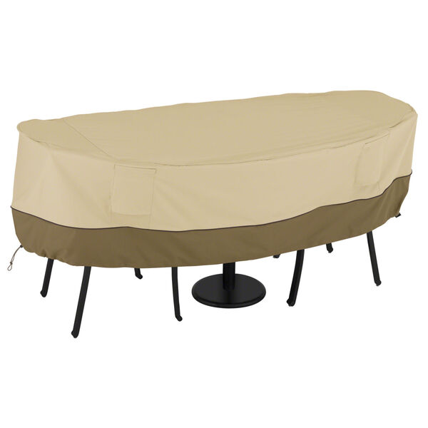 Ash Beige and Brown Bistro Round Patio Table and Chair Set Cover, image 1