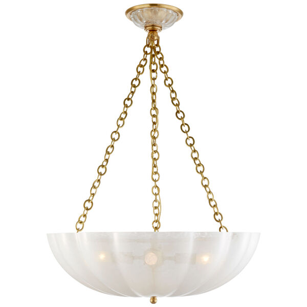 Rosehill Large Chandelier in Hand-Rubbed Antique Brass with Strie Glass by AERIN, image 1