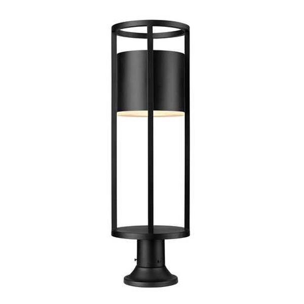 Luca Black LED Outdoor Pier Mounted Fixture with Etched Glass Shade, image 5