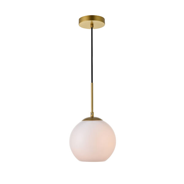 Baxter Brass and Frosted White Seven-Inch One-Light Mini Pendant, image 1