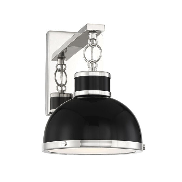 Corning Black and Polished Nickel One-Light Wall Sconce, image 1