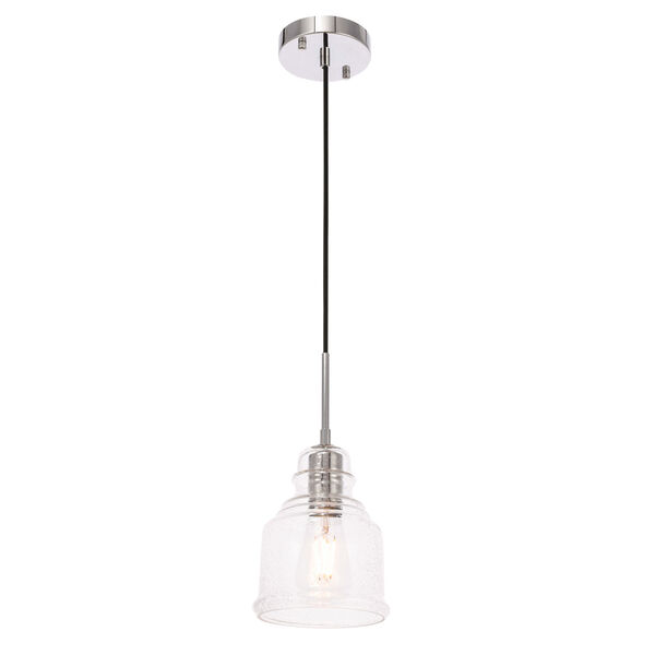 Pierce Chrome Six-Inch One-Light Mini Pendant with Clear Seeded Glass, image 6