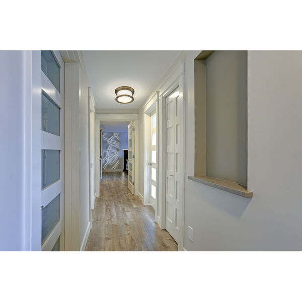 Sonna Heritage Brass Two-Light Flush Mount with Matte Opal Glass, image 2