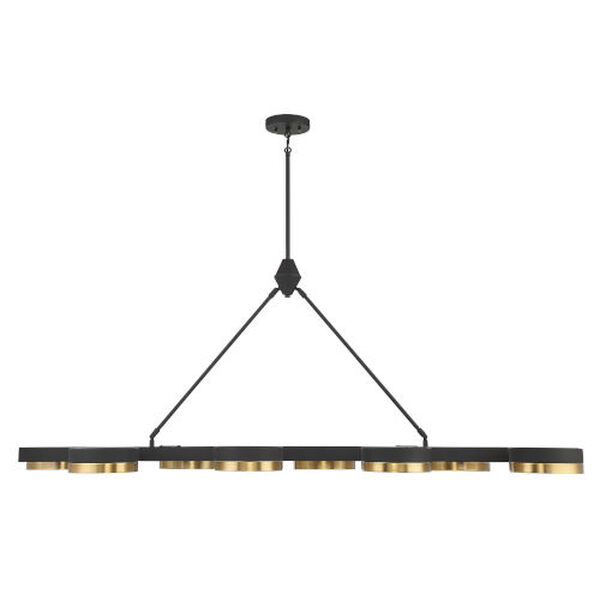 Ashor Matte Black and Warm Brass Eight-Light Integrated LED Chandelier, image 3