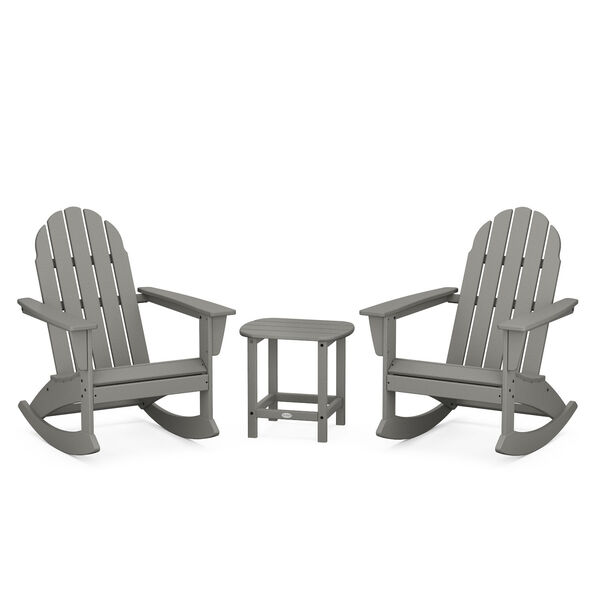 Vineyard Slate Grey Outdoor Adirondack Rocking Chair Set with Side Table, 3-Piece, image 1