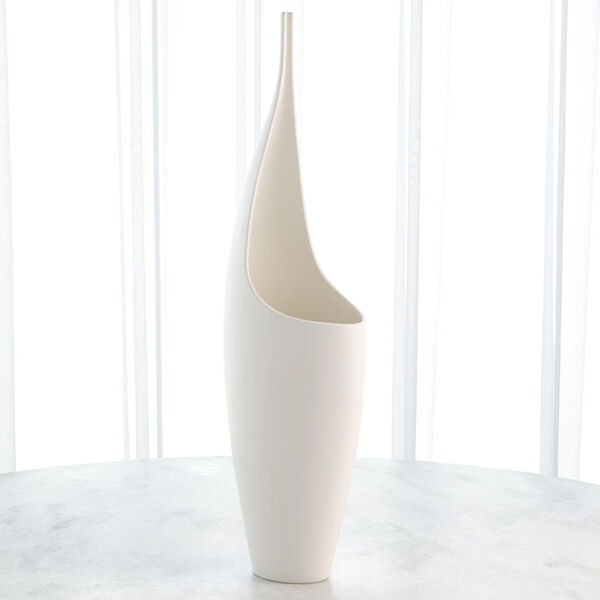 White Curved Tall Stem Vase, image 2