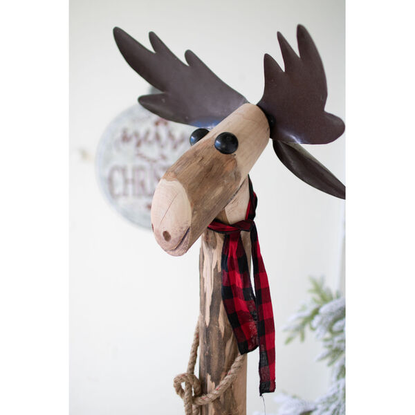 Multicolor Recycled Wood and Iron Moose Figurine, image 3