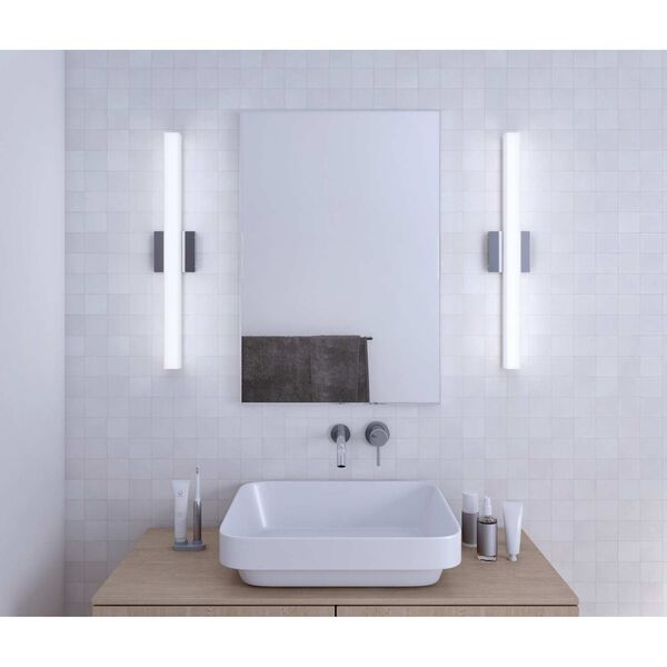 SQ-bar Polished Chrome LED 24-Inch Bath Fixture Strip, image 4