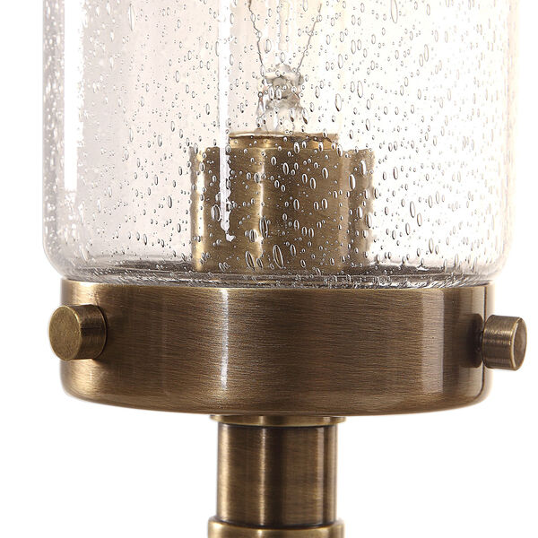 Selane Antique Brass One-Light Glass Hurricane Table Lamp, image 3