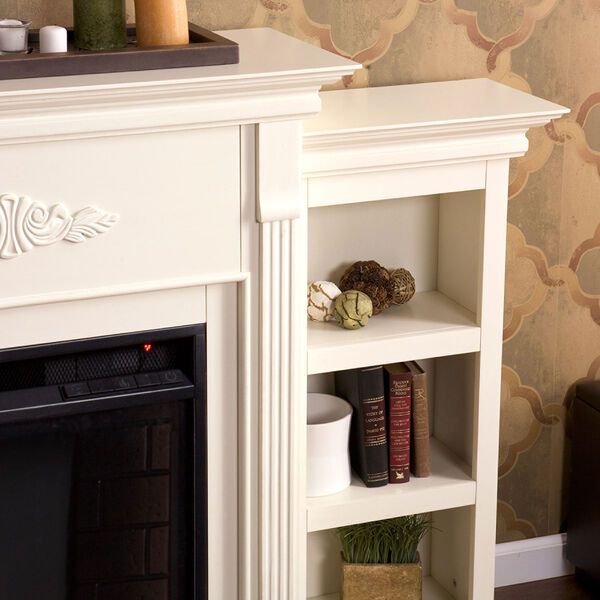 Tennyson Ivory Electric Fireplace with Bookcases, image 2