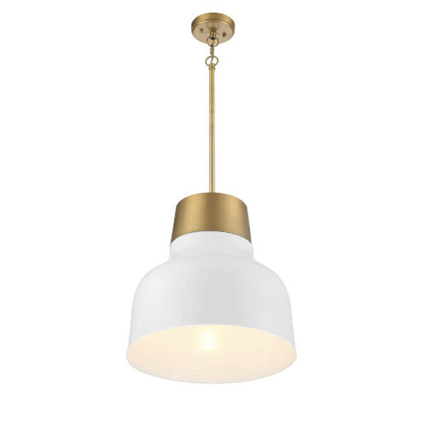Chelsea White with Natural Brass 17-Inch One-Light Pendant, image 4