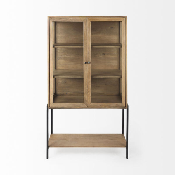 Arelius Light Brown and Black Display Cabinet, image 2