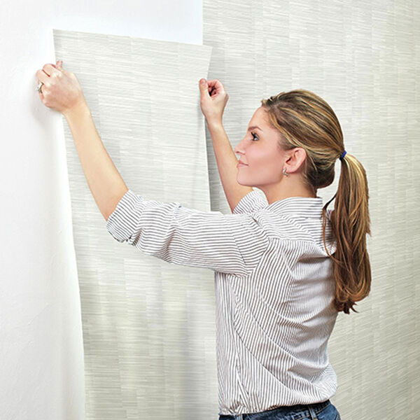 Norlander White and Off White Balanced Wallpaper - SAMPLE SWATCH ONLY, image 2