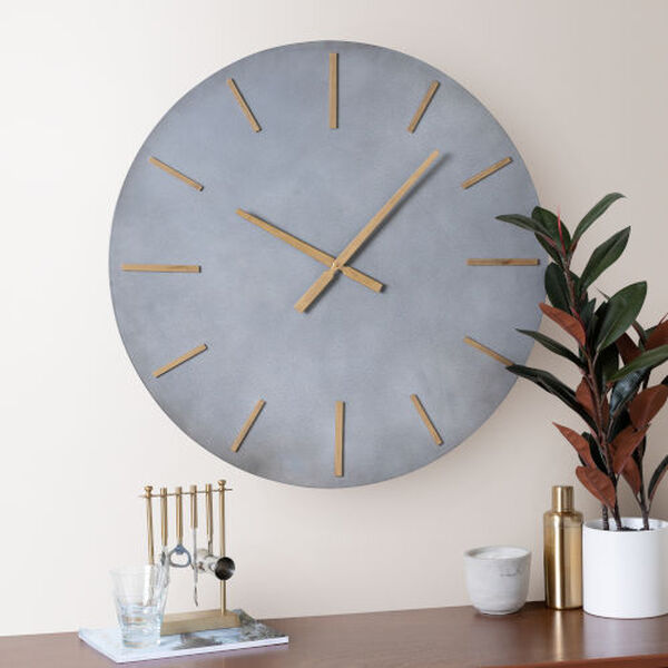 Adalynn Stone Grey and Gold 32-Inch Wall Clock, image 1