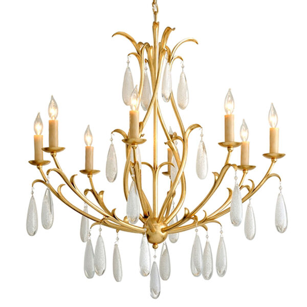 Prosecco Gold Leaf Eight-Light Chandelier, image 1