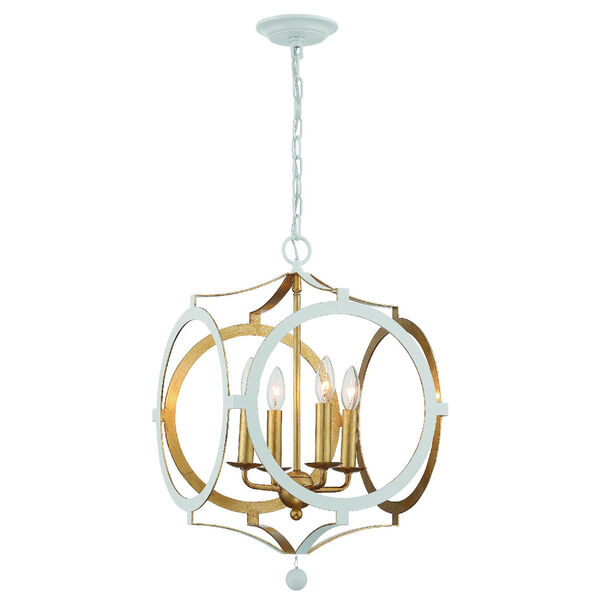 Odelle Matte White and Antique Gold Four-Light Chandelier, image 2