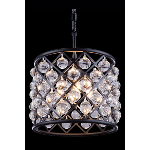 Madison Mocha Brown Three-Light Pendant with Royal Cut Clear Crystals, image 2