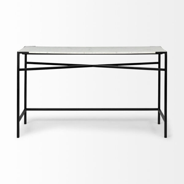 Lucas White and Black Marble Top Console Table, image 2