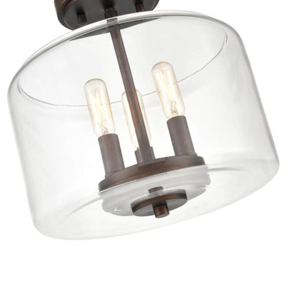 Nicollet Rubbed Bronze Three-Light Semi-Flush Mount with Transparent Glass, image 2