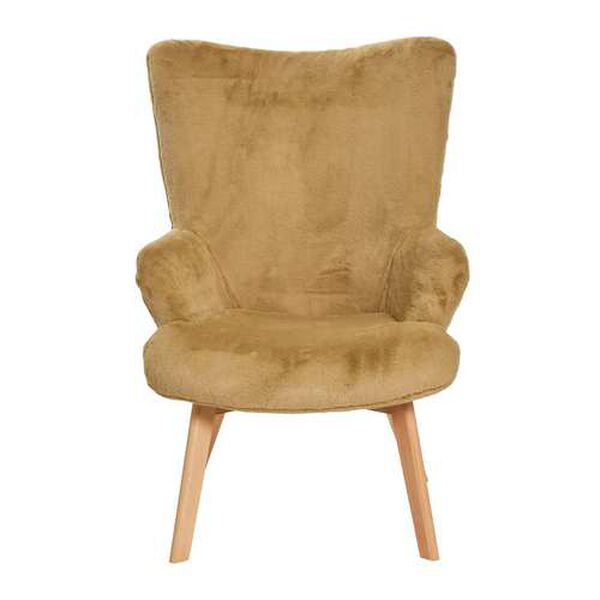 Light Brown Plush Wingback Chair, image 4