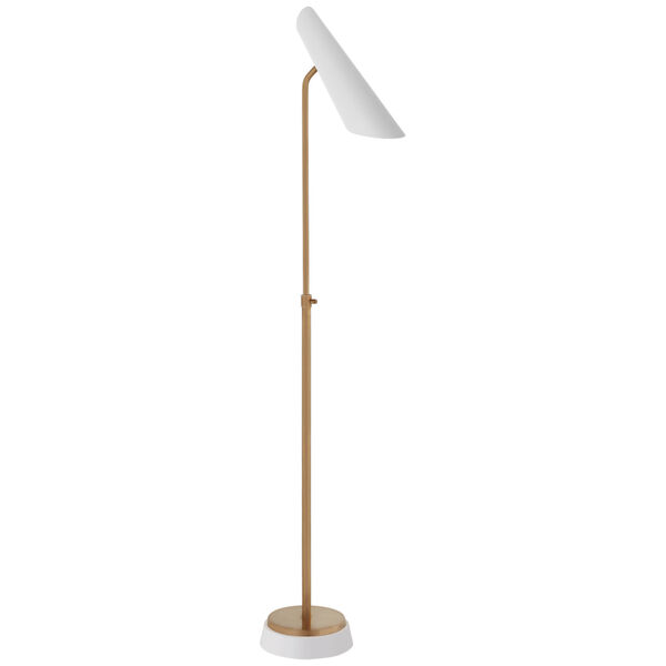Franca Adjustable Floor Lamp in Hand-Rubbed Antique Brass with White Shade by AERIN, image 1
