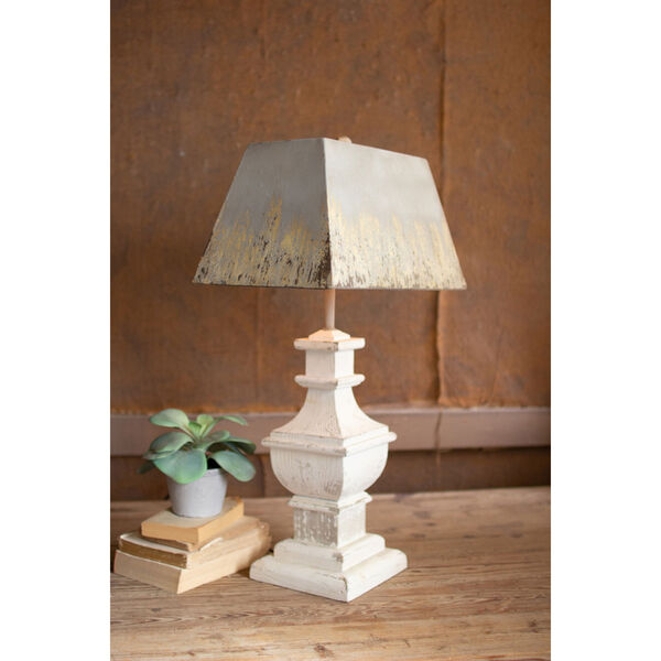White 29-Inch One-Light Table Lamp with Wooden Base, image 1