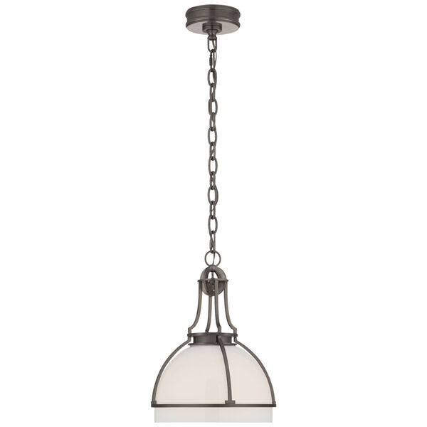 Gracie Medium Dome Pendant in Bronze with White Glass by Chapman  and  Myers, image 1