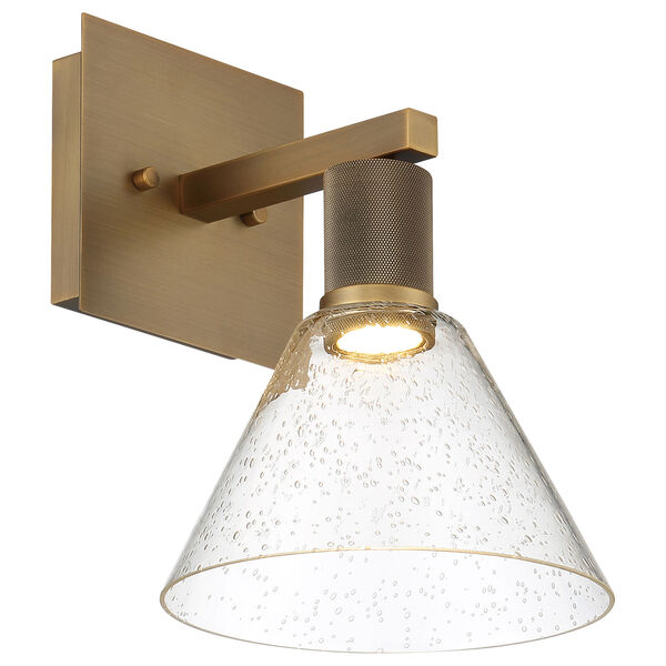 Port Nine Brass-Antique and Satin Outdoor Intergrated LED Wall Sconce with Clear Glass, image 4